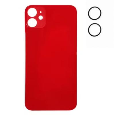 Vitre arrière iPhone 11 rouge + joint de caméra